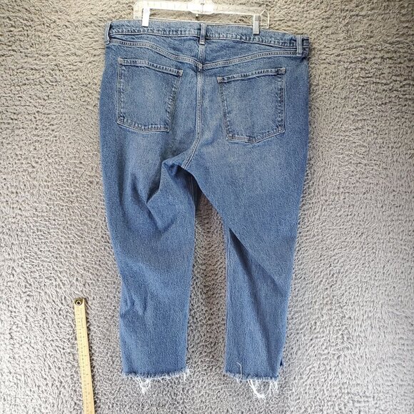 Old Navy Jeans Womens Size 18 Blue High-Rise Slouchy Straight Distressed Denim - Picture 11 of 12